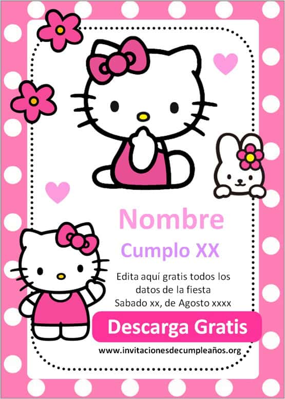 invitaciones para fiesta de cumpleaños de hello kitty para imprimir gratis